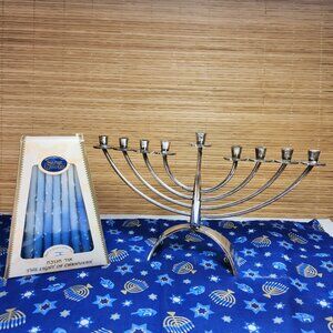 Menorah Silver Plated Hadany Arts & Crafts Jerusalem Vintage Design Candles Inc.